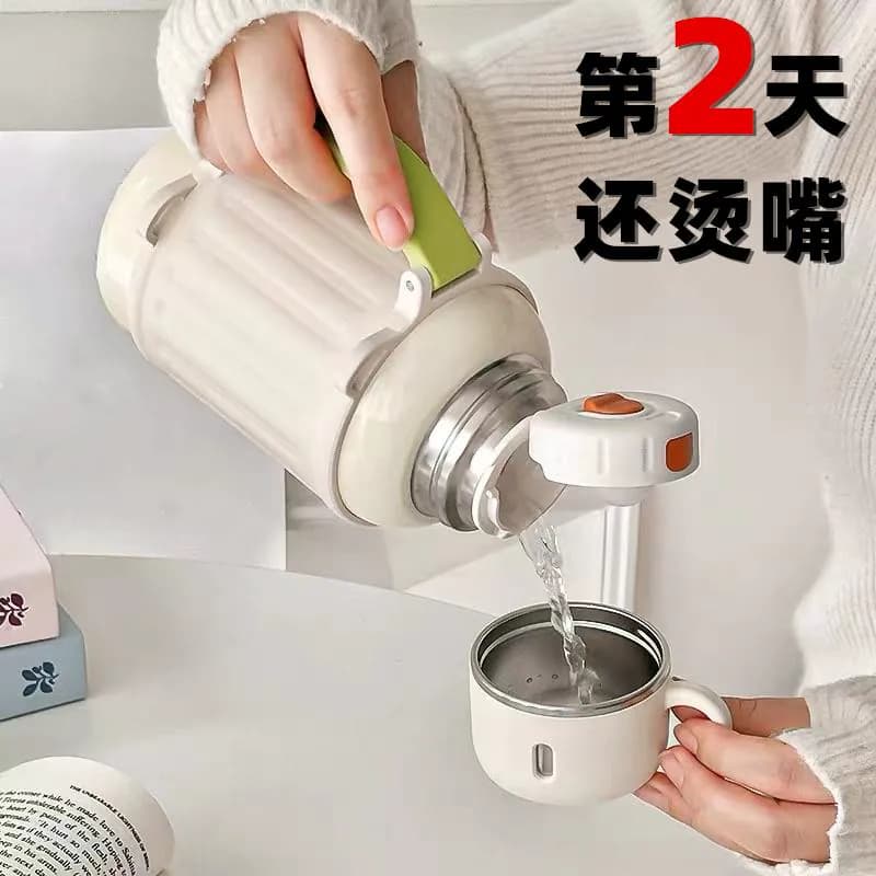 Termos Air Wanita Premium 800ml-1000ml, Botol Minum Stainless Steel Portable Model Korea untuk Pria dan Wanita