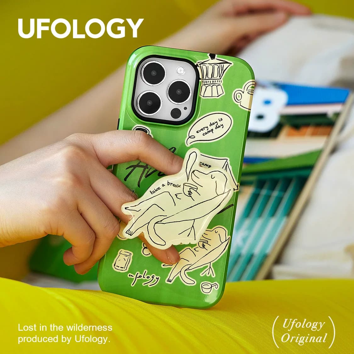 Casing UFOLOGY Anjing Kemah Musim Semi untuk iPhone 14 Pro Max, 15 Pro, 17