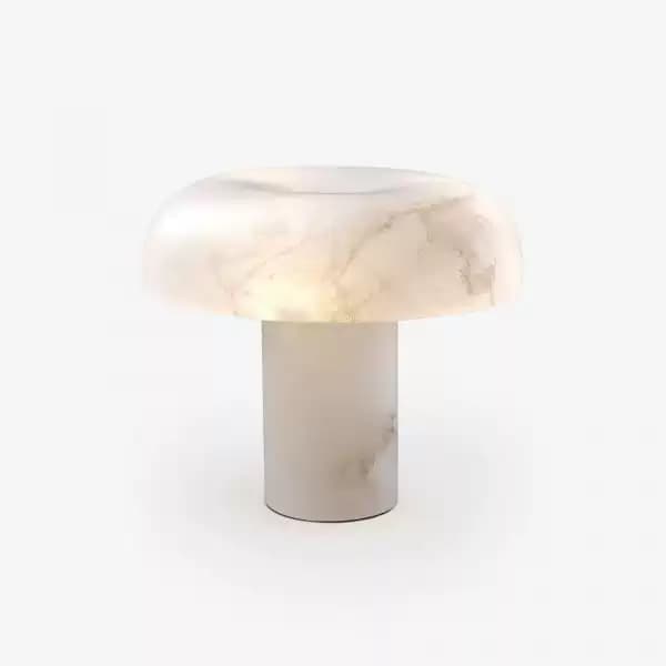 Lampu Meja Marmer Spanyol Bentuk Jamur Gaya Amerika untuk Kamar Tidur, Lampu Tidur Mewah