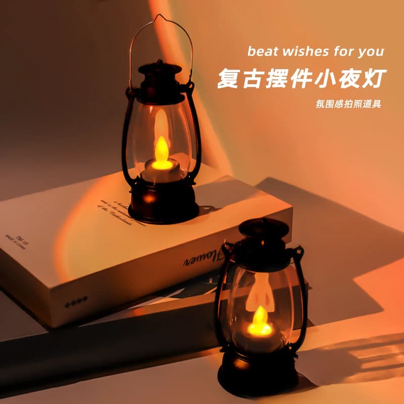 Lampu Tidur LED Dekorasi Vintage Lampu Api Imitasi Ambience Properti Foto Kado Kreatif