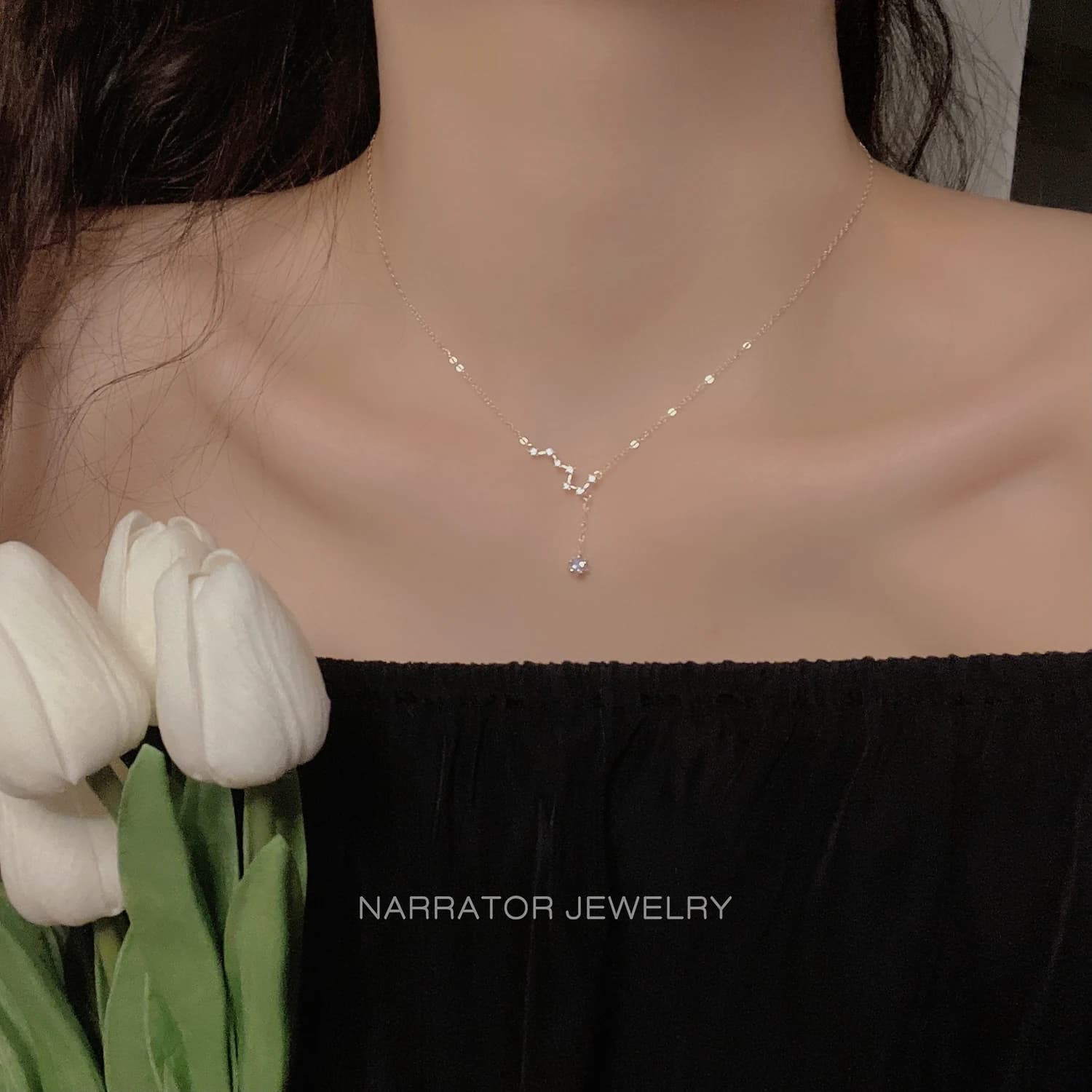 Kalung Perak 925 Wanita Liontin Biduk Desain Original, Rantai Tulang Selangka Minimalis