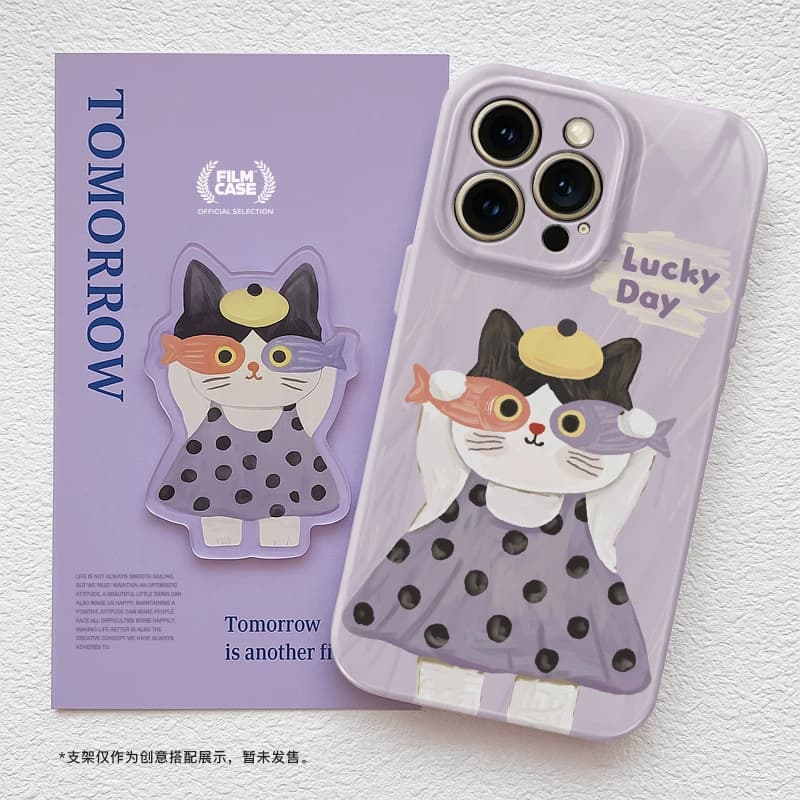 Casing Kucing Lucu Soft Case Film untuk iPhone 16 Pro Max, 15 Pro, 14, 13, 12, 11