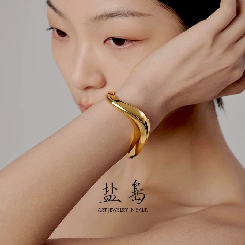 Gelang Twist Yandao Wanita Minimalis Mewah Berlapis Emas Model Terbuka Polos
