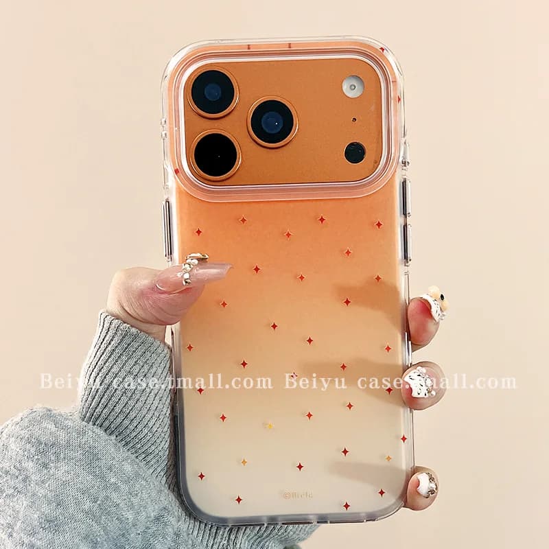 Casing iPhone Gradasi Bintang Gaya Korea Minimalis untuk iPhone 17 Pro Max, 16, 15