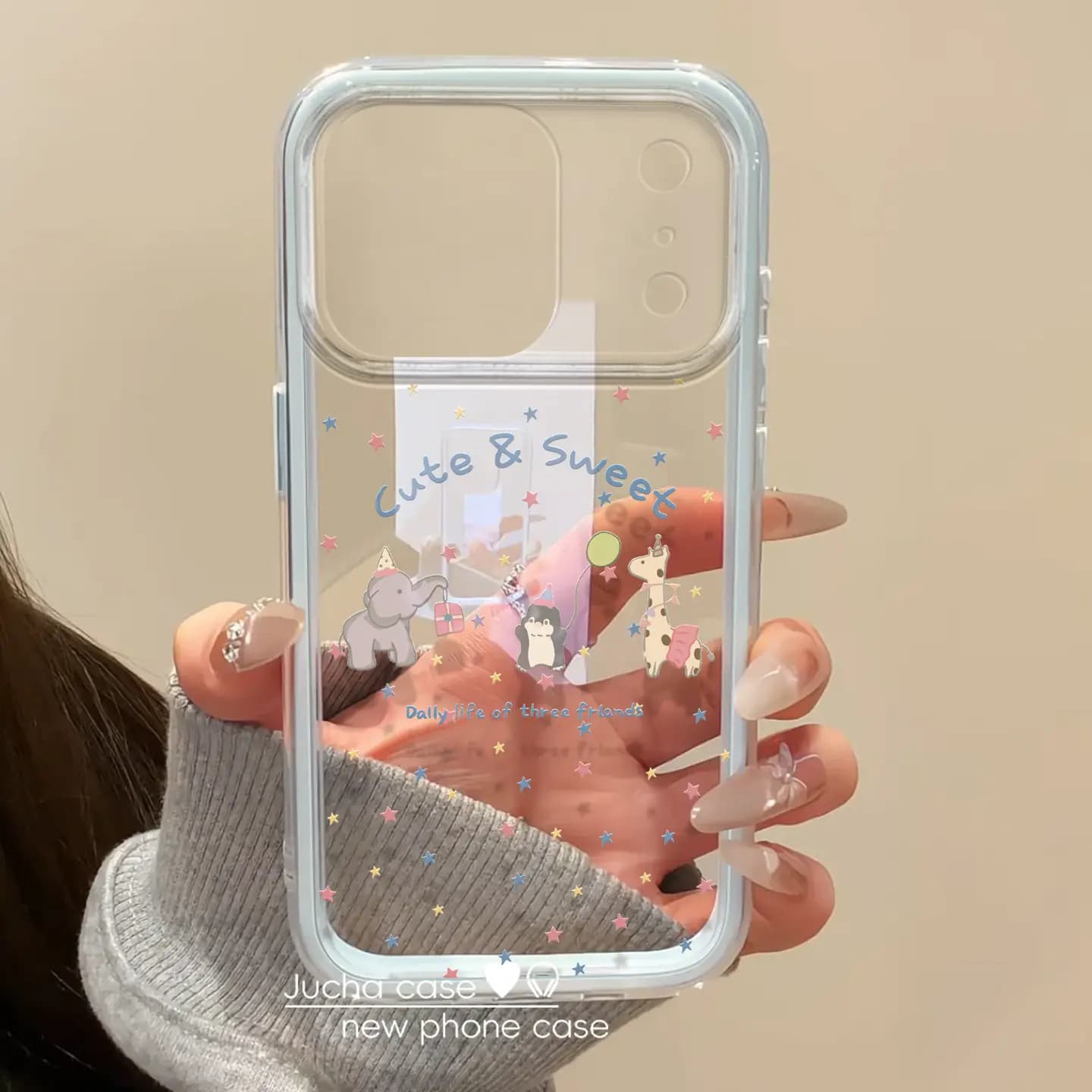 Casing Silikon iPhone 17 Pro Full Cover Anti Jatuh Motif Kartun Bintang Happy Hewan