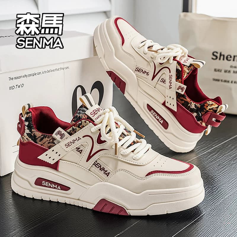 SENMA Sepatu Sneakers Pria Musim Panas 2026 Breathable Gaya Korea Casual Tambah Tinggi