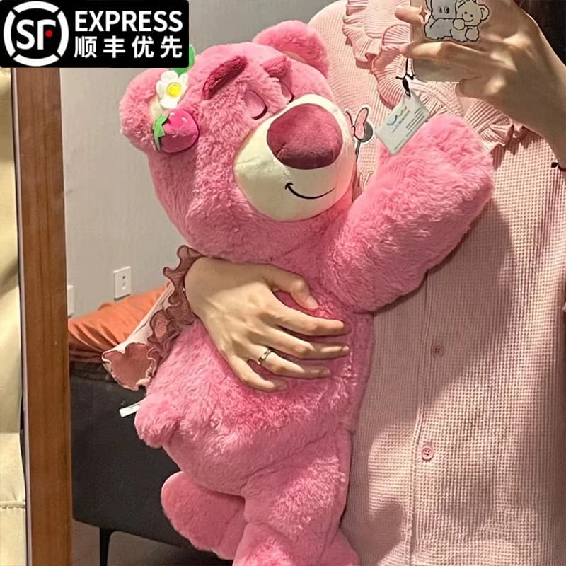 Boneka Strawberry Bear Lembut untuk Tidur, Bantal Peluk Hadiah Hari Anak