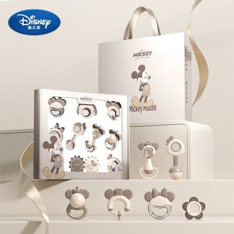 Kotak Hadiah Bayi Baru Lahir Disney, Mainan Rattle Bayi 0-36 Bulan