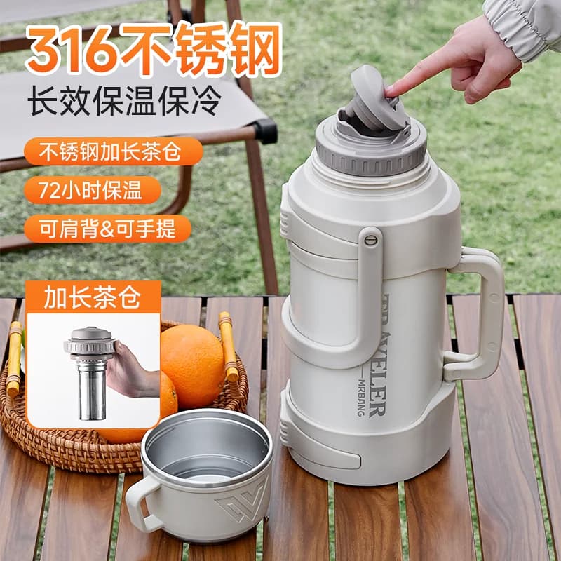 Termos Air Stainless Steel 316 Kapasitas Besar 5 Liter Outdoor Portable Mobil Termos Rumah