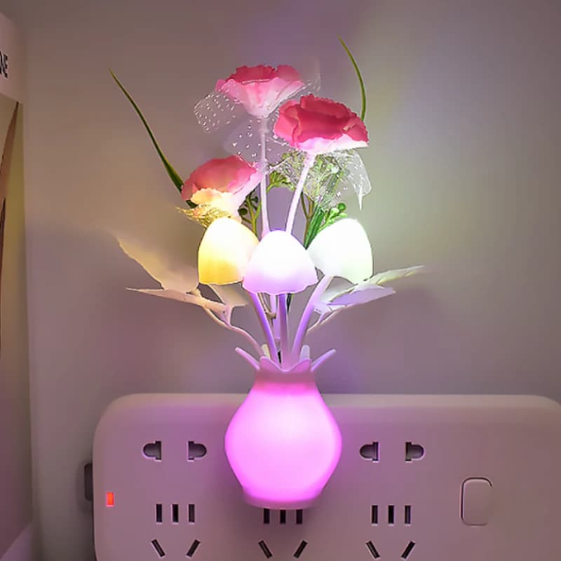 Lampu Tidur LED Warna Pelangi Gradasi Sensor Cahaya, Kamar Tidur, Hemat Listrik, Cahaya Lembut, Colokan Listrik