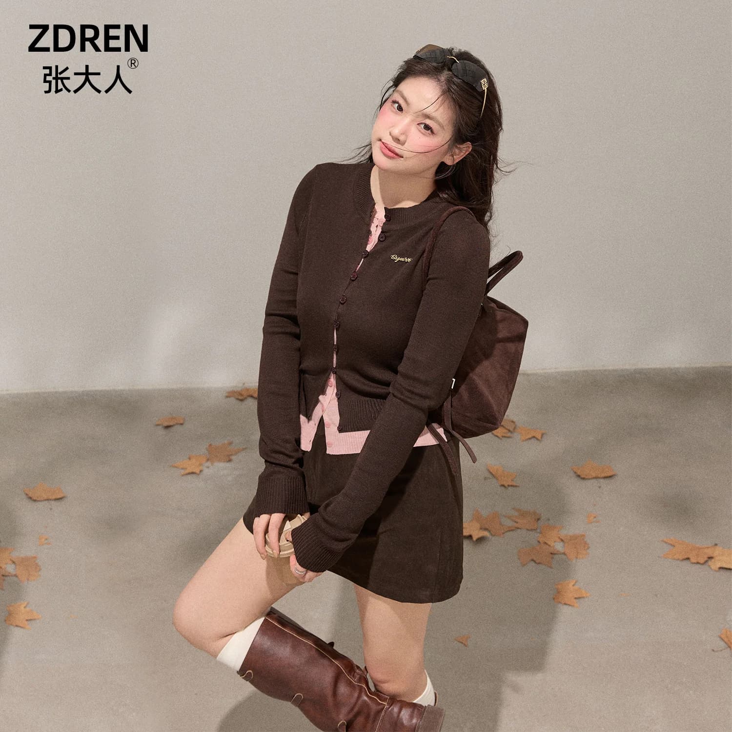 Setelan Sweater Rajut & Rok Wanita Plus Size Korea Musim Dingin - Zhang Daren