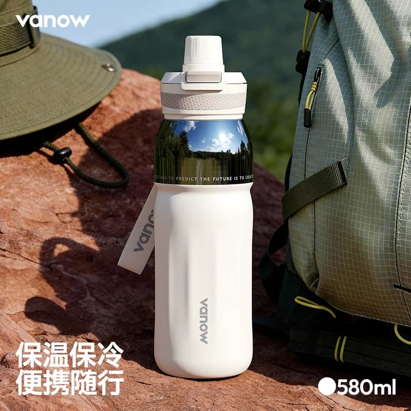 Vanow Botol Termos Sport Besar 580ml Sedotan Dua Fungsi Outdoor Portable