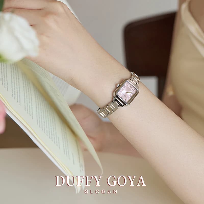 Jam Tangan Wanita DUFFY GOYA DG-725 Kotak Rantai Stainless Steel Tahan Air 30ATM